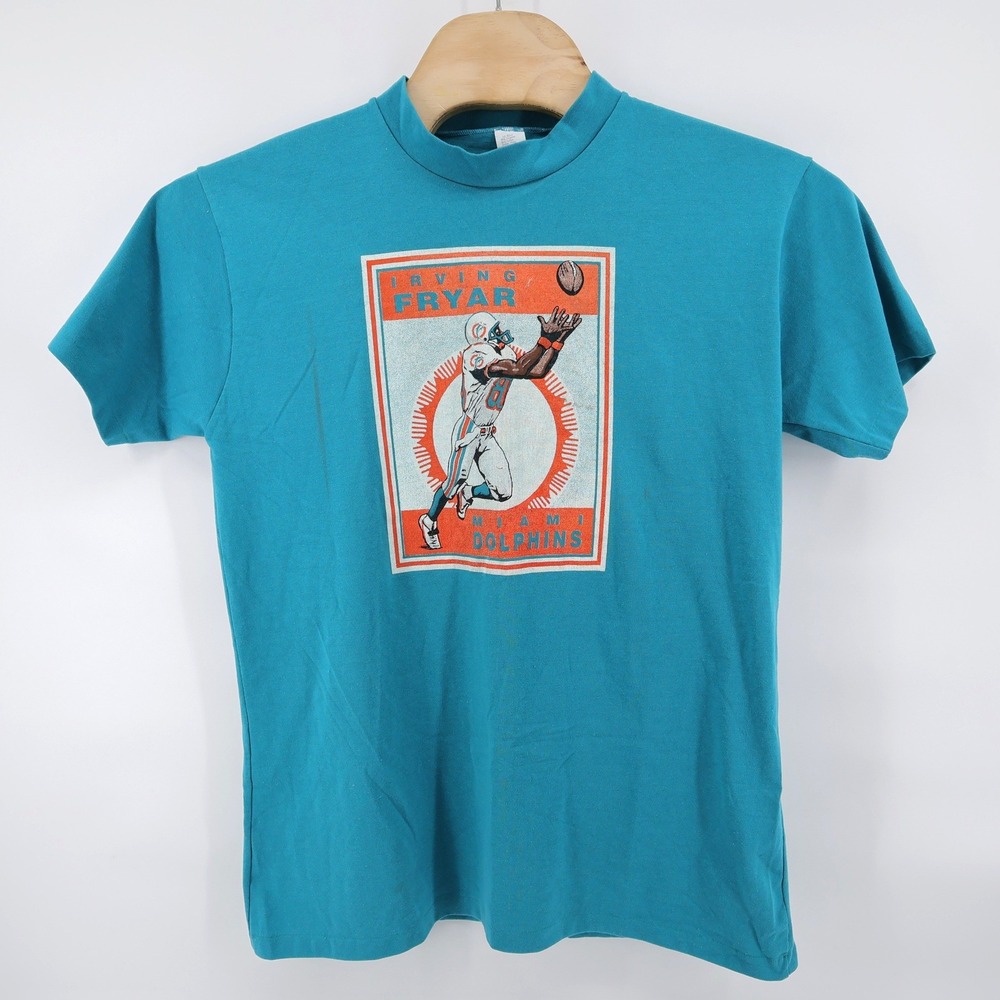 Vintage Irving Fryar Miami Dolphins T-Shirt Teal Single Stitch USA Mens XL